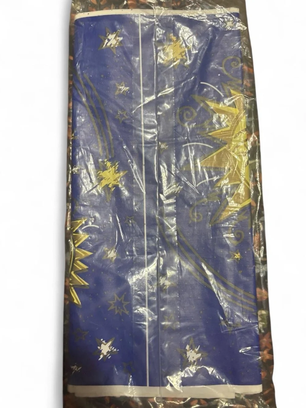 1990’s DesignWare Celestial Sun Plastic Tablecover - Blue & Yellow